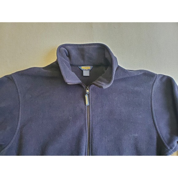 WOOLRICH Men Fleece Jacket L Blue Full Zip Polyester Soft Warm Long Sleeve - Picture 2 of 5
